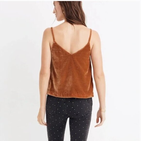 Madewell Velvet Button-Down Cami in Vintage Gold - 00 - Picture 2 of 11